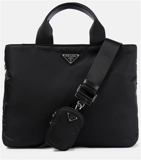 prada leather trimmed nylon tote|prada nylon tote military.